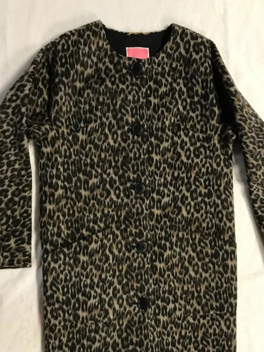 Kate Spade Brushed Leopard Wool Blend Cocoon Coat XS NWT